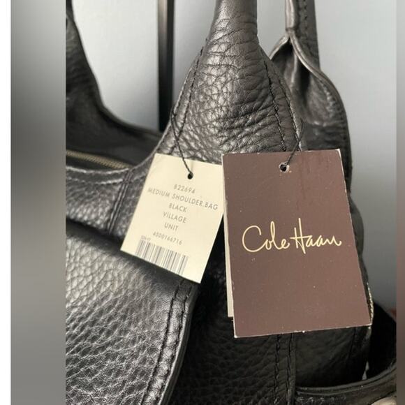 Cole Haan Village Black Pebbled Leather Satchel Handbag NWT Preppy Classic - Picture 9 of 14